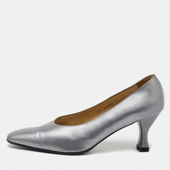 Salvatore Ferragamo Grey Leather Round Toe Pumps Size 40.5,New Products : American Fashion Style Bags On Sale